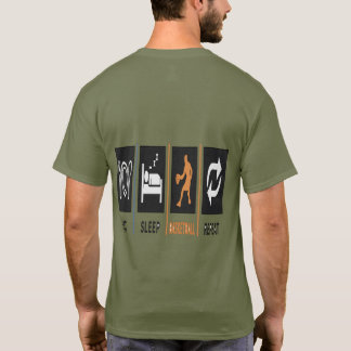 Camiseta Comer Dormir Baloncesto Repetir Impresión Posterio