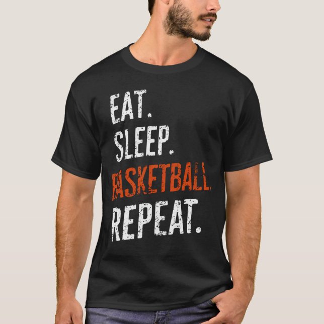 Camiseta Comer Dormir Baloncesto Repetir Retro Vintage (Anverso)