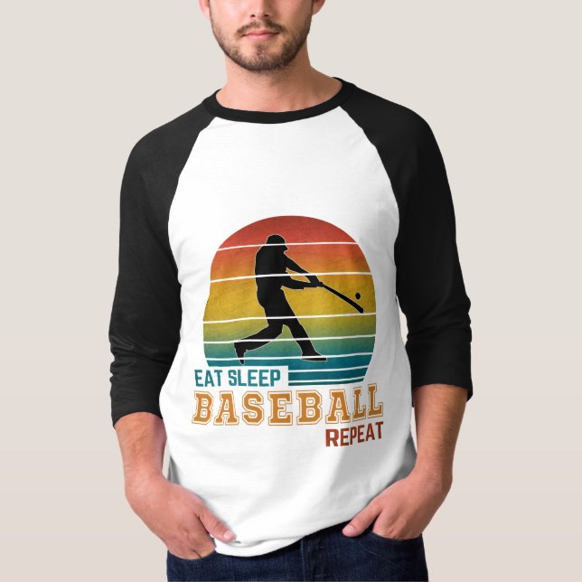 Camiseta Comer Dormir Béisbol Repetir (Anverso)