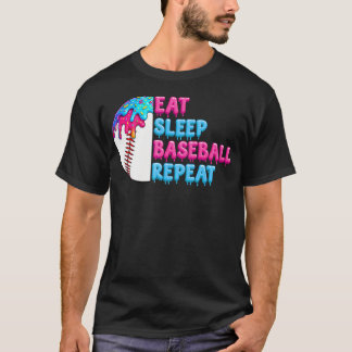 Camiseta Comer Dormir Béisbol Repetir Chicos Divertidos Béi