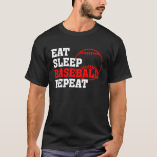 Camiseta Comer Dormir Béisbol Repetir Jugador de Béisbol B