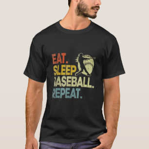 Camiseta Comer Dormir Béisbol Repetir Receptor Lanzador Béi