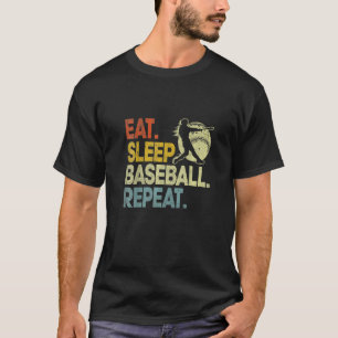 Camiseta Comer Dormir Béisbol Repetir Receptor Lanzador Béi