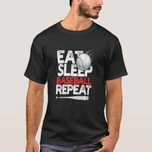 Camiseta Comer Dormir Béisbol Repetir Receptor Lanzador Béi