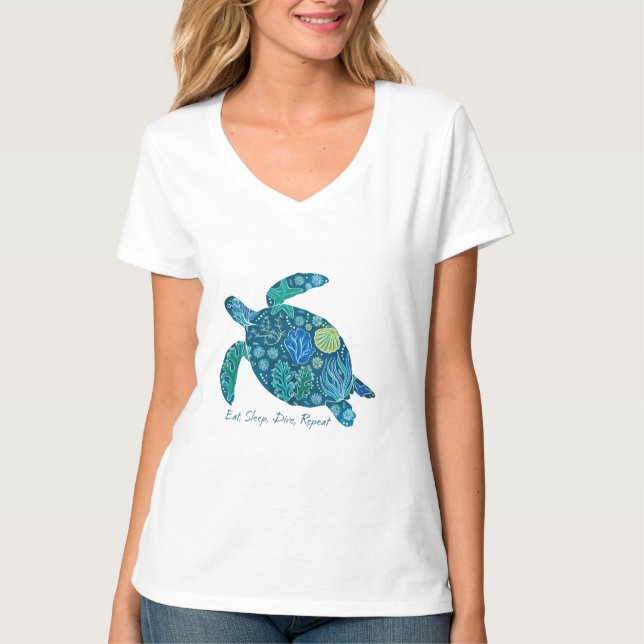 Camiseta Comer, dormir, bucear repetidamente (Anverso)