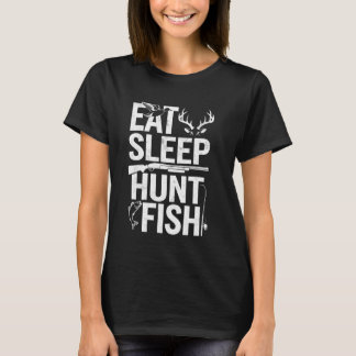 Camiseta Comer Dormir Cazar Pescar Fanático de la Pesca Pes