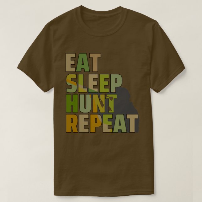 Camiseta Comer Dormir Cazar Repetir  (Diseño del anverso)