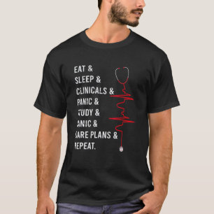 Camiseta Comer Dormir Clínicas Pánico Estudio Repetir Enfer