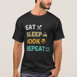 Camiseta Comer Dormir Cocinar Repetir Cocina Chef Culinario