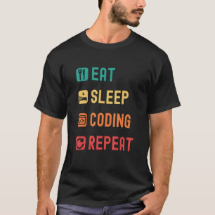 Camiseta Comer dormir codificación repetir con casillas de 