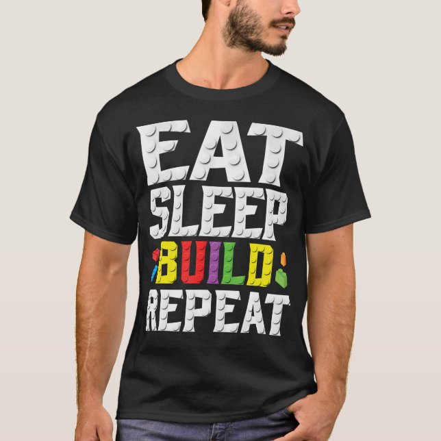 Camiseta Comer Dormir Construir Repetir Maestro Constructor (Anverso)