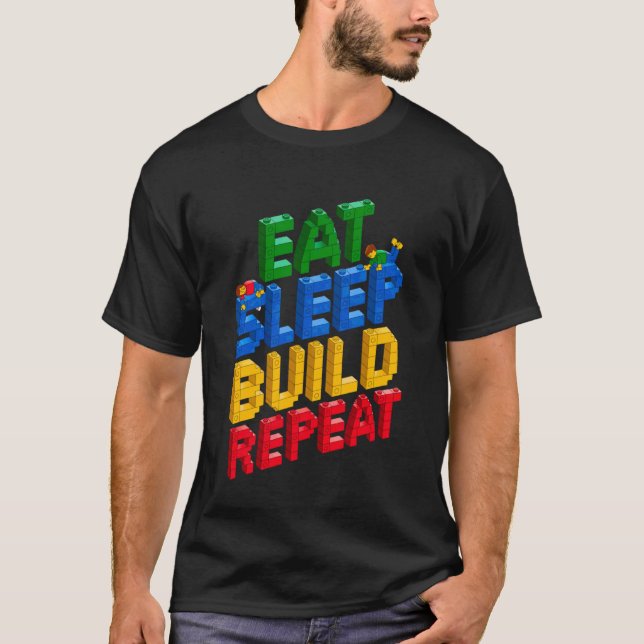 Camiseta COMER DORMIR CONSTRUIR REPETIR Maestro Constructor (Anverso)