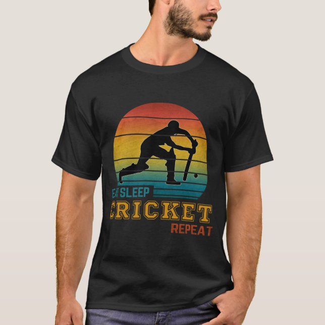 Camiseta Comer Dormir Críquet Repetir  (Anverso)