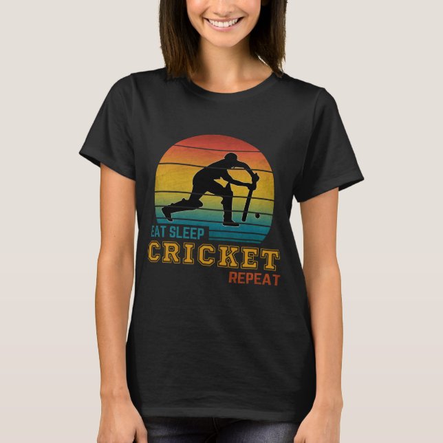 Camiseta Comer Dormir Críquet Repetir  (Anverso)