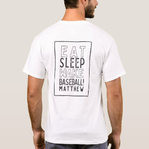 Camiseta Comer, dormir, despertar, béisbol moderno dibujado