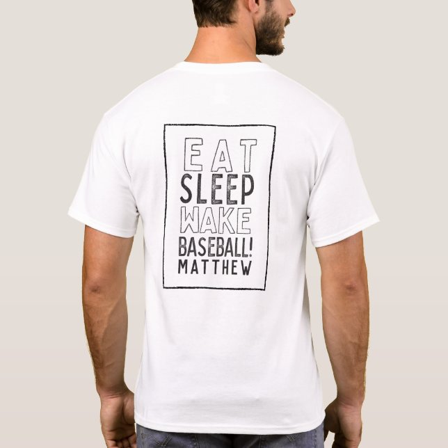 Camiseta Comer, dormir, despertar, béisbol moderno dibujado (Reverso)