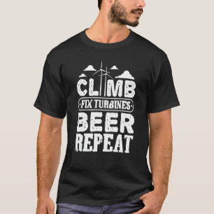 Camiseta Comer Dormir Escalar Arreglar  Turbina de Energía 