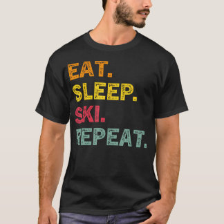 Camiseta Comer Dormir Esquiar Repetir Esquiar Vacaciones de