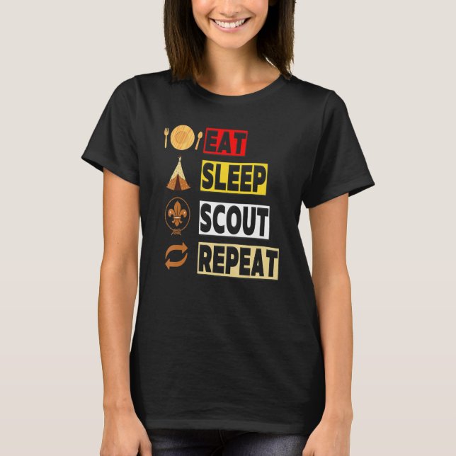 Camiseta Comer Dormir Explorador Repetir Exploración Única  (Anverso)