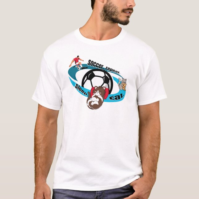 Camiseta Comer, dormir, fútbol, repetir. personalizado de f (Anverso)