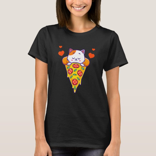 Camiseta Comer Dormir Gato Pizza Repetir (Anverso)