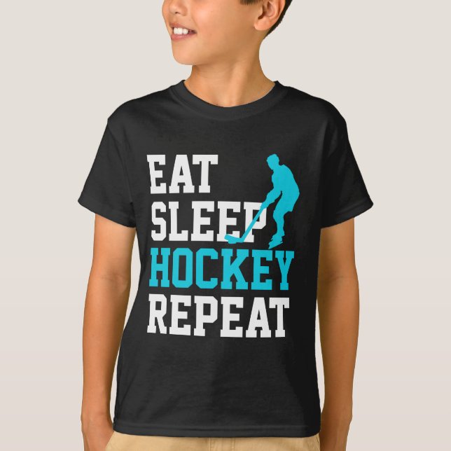 Camiseta Comer Dormir Hockey Repetir (Anverso)