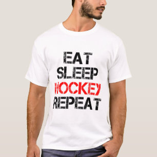 Camiseta Comer Dormir Hockey Repetir Campo de Hielo Patinaj