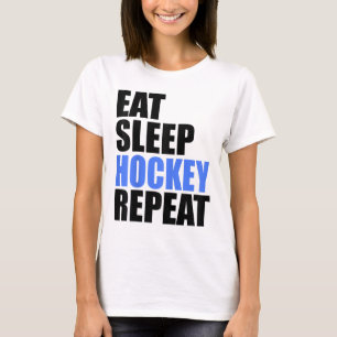 Camiseta Comer Dormir Hockey Repetir Campo de Hielo Patinaj