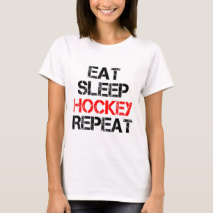 Camiseta Comer Dormir Hockey Repetir Campo de Hielo Patinaj