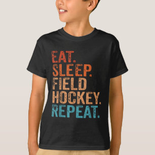 Camiseta Comer Dormir Hockey sobre Campo Repetir Divertido