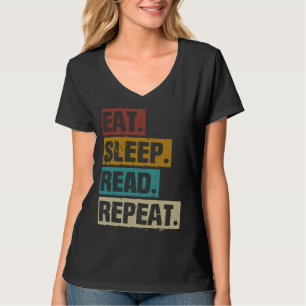 Camiseta Comer Dormir Leer Repetir Libros De Lectura Vintag