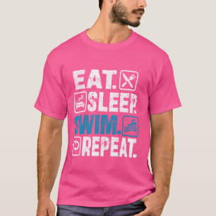 Camiseta Comer dormir nadar repetir Divertido decir para na