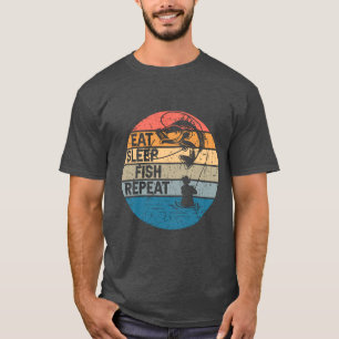 Camiseta Comer, dormir, pescado, repetir, pescar mucho