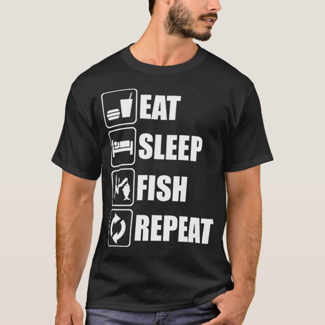 Camiseta Comer Dormir Pescar Repetir (Anverso)