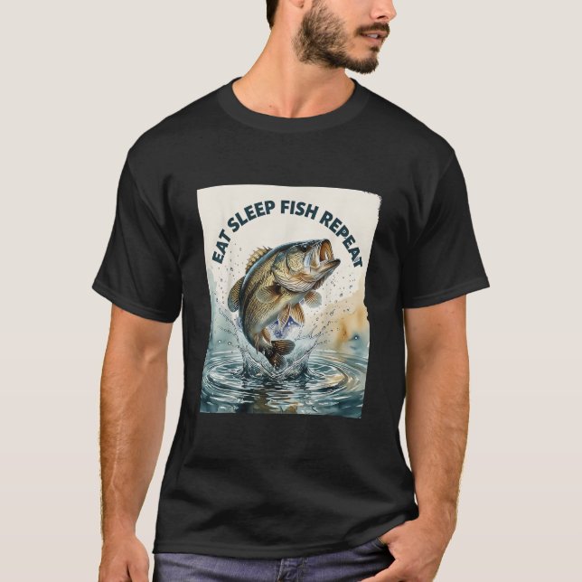 Camiseta Comer Dormir Pescar Repetir (Anverso)