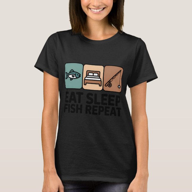 Camiseta Comer Dormir Pescar Repetir (Anverso)