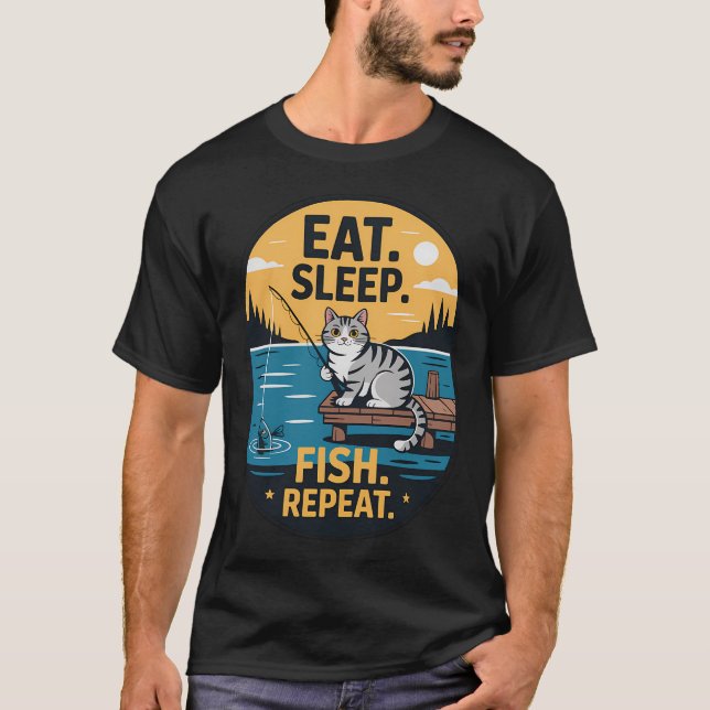 Camiseta Comer. Dormir. Pescar. Repetir. (Anverso)