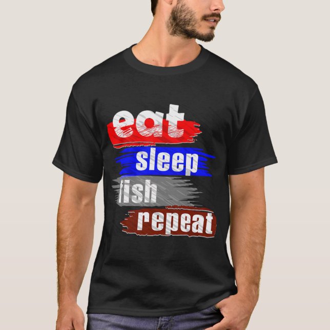 Camiseta Comer Dormir Pescar Repetir (Anverso)