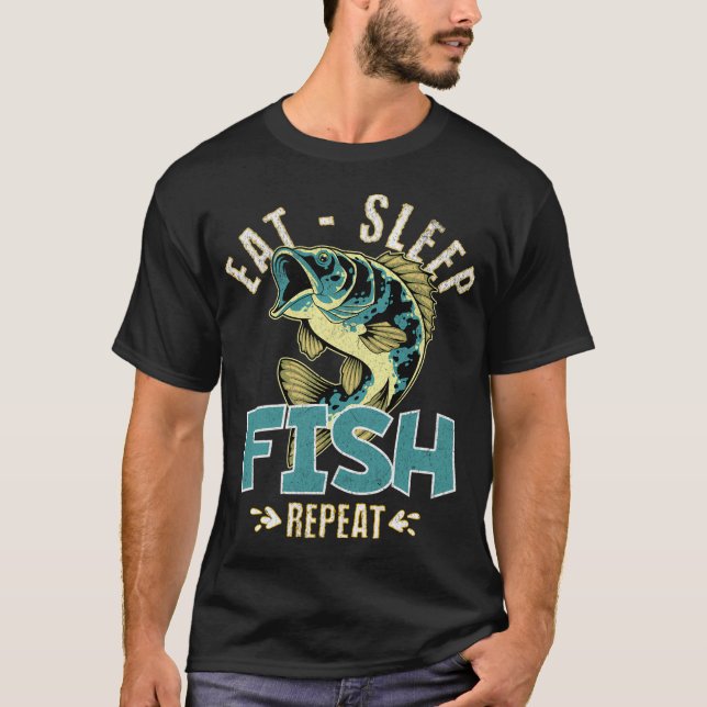 Camiseta Comer Dormir Pescar Repetir (Anverso)