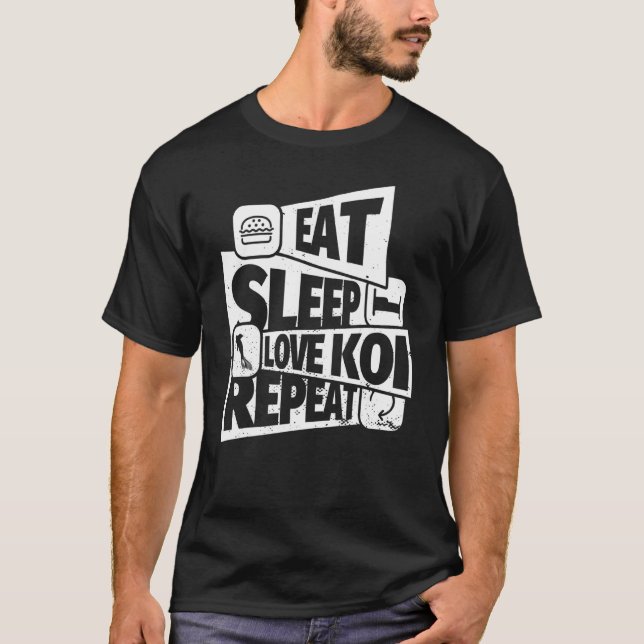 Camiseta Comer Dormir Pez Koi Repetir Pez Koi (Anverso)