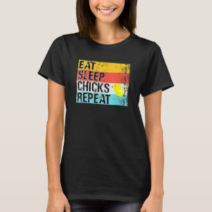 Camiseta Comer Dormir Pollitas Repite Amante de Pollo Vinta