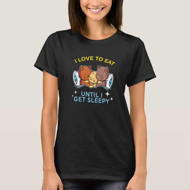Camiseta comer dormir repetir adorable familia de gatos soñ (Anverso)