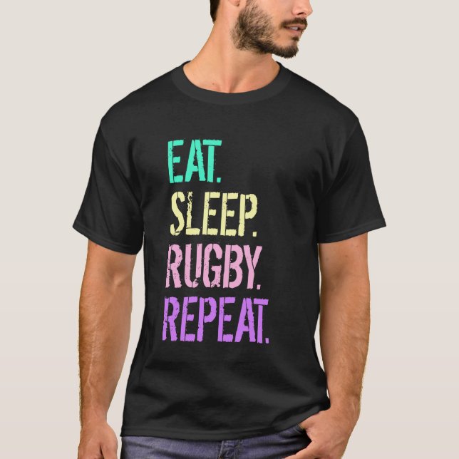 Camiseta Comer Dormir Rugby Repetir (Anverso)