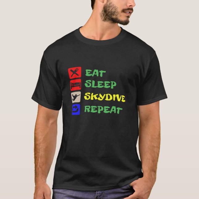 CAMISETA COMER DORMIR SALTAR EN PARACAÍDAS (Anverso)
