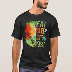 Camiseta Comer Dormir Softbol Repetir Receptor Lanzador Juv