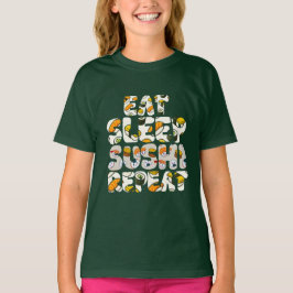 Camiseta comer dormir sushi repetir diseño