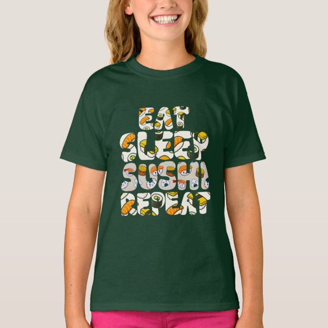 Camiseta comer dormir sushi repetir diseño (Anverso)