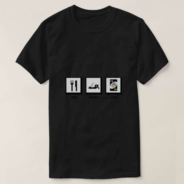 Camiseta Comer, dormir, uno (+4 juego de cartas uno) Esenci (Diseño del anverso)