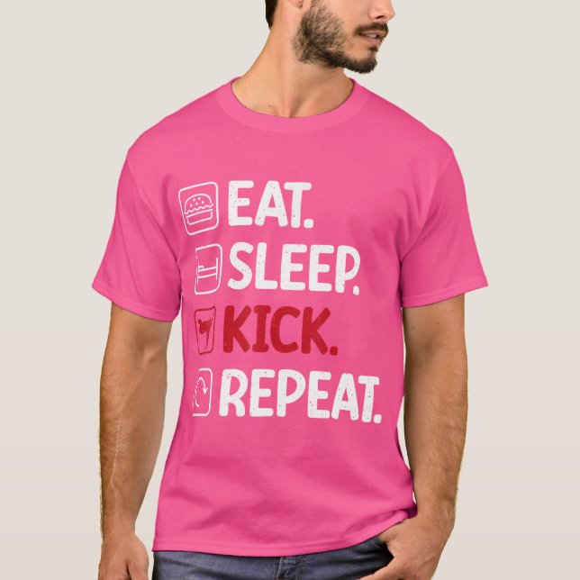 Camiseta Comer el botón de dormir Repetir Kung Fu (Anverso)