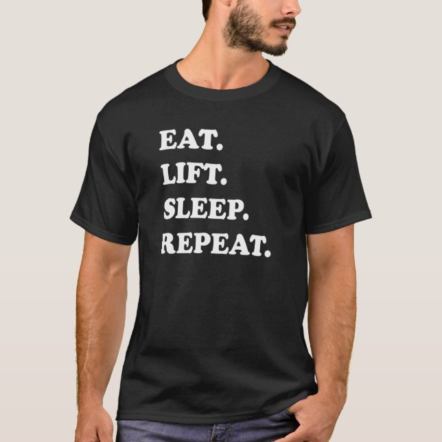 Camiseta Comer el botón de repetición del sueño del elevado (Anverso)